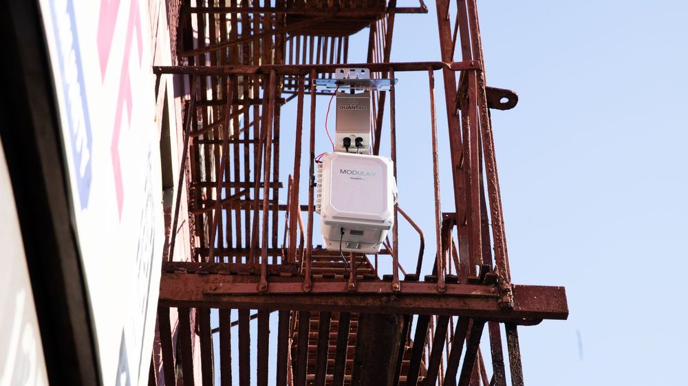 sensor mounted on a fire escape